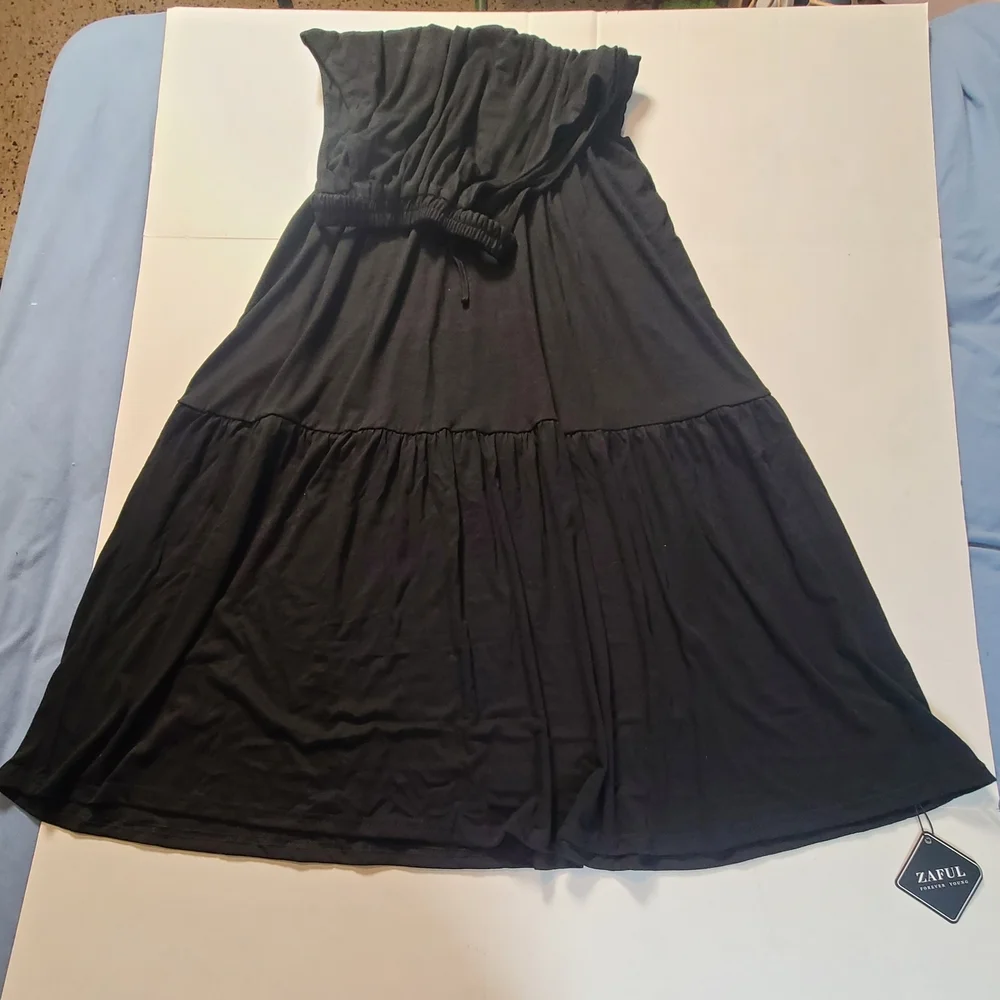 Zaful Black Sleeveless Comfy Layered Maxi Dress NWT Medium - Picture 11 of 11